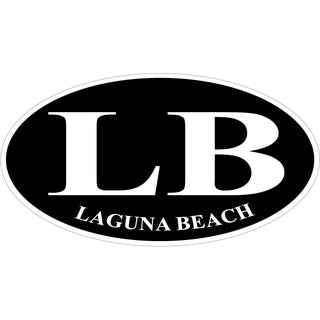 Laguna Beach   Euro Black Fill White Letters Sticker