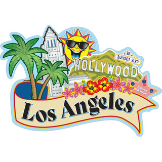 Los Angeles   Icons on Banner Sticker
