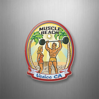 Muscle Beach Venice Retro Weightlifter   Muscle Beach Venice Retro Weightlifter 3D Magnet