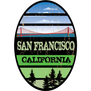 San Francisco  California   Bridge Stripe Oval Sticker