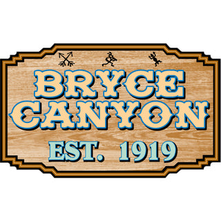 Bryce Canyon   Wood Icon Sign with Aztec Sticker