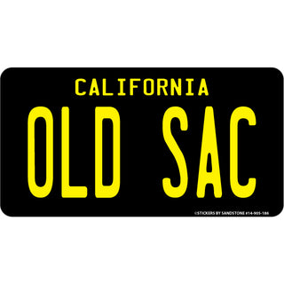 OK4 Sacramento Old Sac Black CA License Plate (00905) Sticker