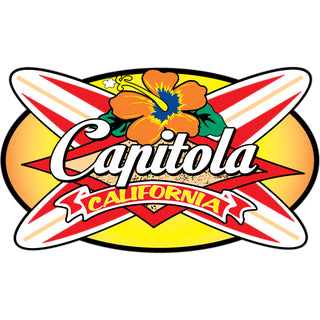 Capitola  California   Orange Crossing Long Boards Sticker