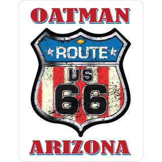 Oatman  Arizona   Route 66 Flag Shield Sticker