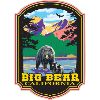 Big Bear California   Bear Family in Mountain Stream Sticker