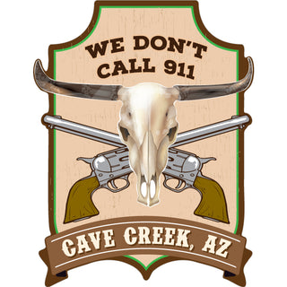Cave Creek  AZ   Guns & Steer Skull Plaque Sticker