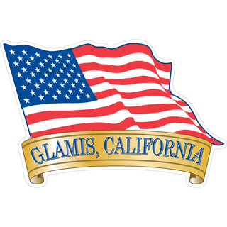 Glamis  California Waving American Flag Sticker