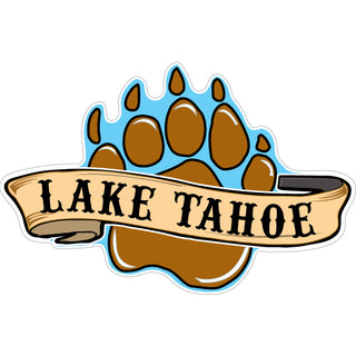 Tahoe bear paw with banner Sticker