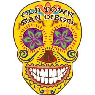 Old Town San Diego Yellow Sugar Skull Day of the Dead Sticker