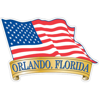 OK4 Orlando  FL American Flag w Banner (00598) Sticker