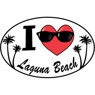 Laguna Beach   I Heart Oval with sunglasses Sticker