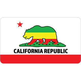 California Republic   White California Rasta Flag Sticker