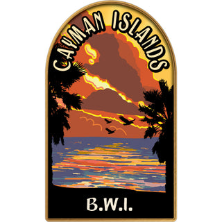 Cayman Islands B.W.I Retro Sunset Sticker