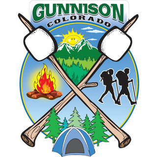 Gunnison Colorado Camping Cross Marshmallow Sticks Sticker