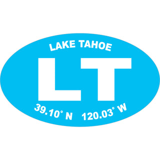 OK3 Lake Tahoe LT Lat and Long Blue Oval Sticker