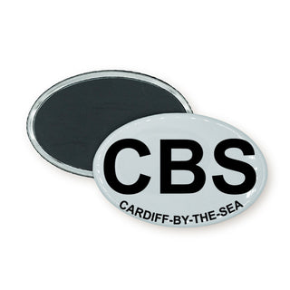 Cardiff by the Sea  CA CBS Black & White Euro Oval Oval Badge Magnet