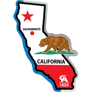 Sacramento CA Flag Sate Cut Out Map Sticker