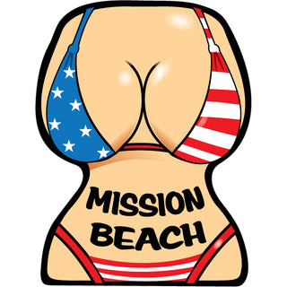 OK4 Mission Beach CA Flag Bikini Front Torso Sticker