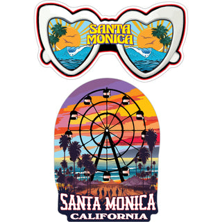 Santa Monica Ferris Wheel and Sun Glasses 2 up Sticker