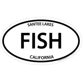 OK4 Santee Lakes CA FISH Euro Oval B&W Sticker