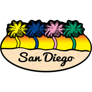 San Diego  CA   4 Colored Palm Trees Sticker