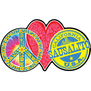 Peace Love Sausalito   Sausalito Peace Love Sticker