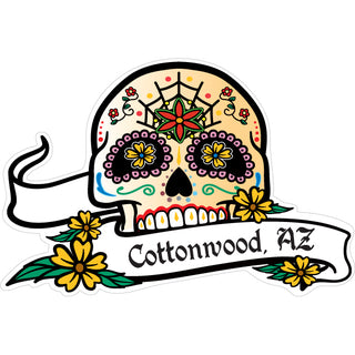 Cottonwood  AZ   Yellow No Jaw Skull Sticker