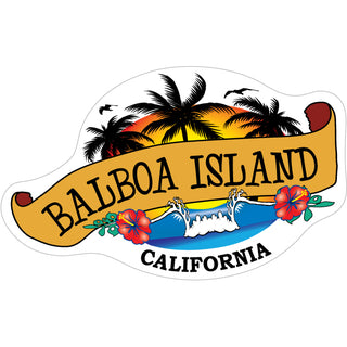 Balboa Island Banner Palms Wave Sticker