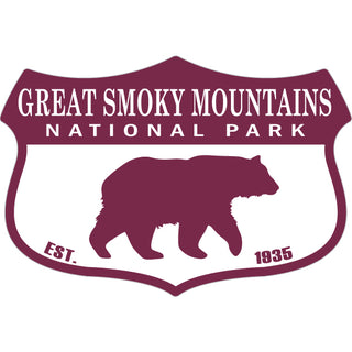 Great Smoky Mountains National Park Wide Shield with Bear Est 1935 Sticker