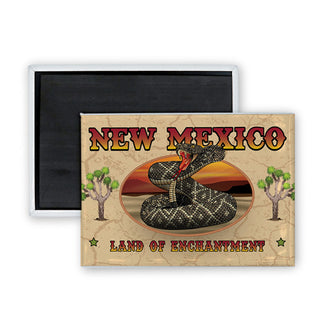 New Mexico   Arched Rattlesnake Rectangle Badge Magnet