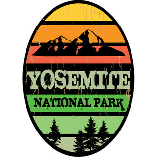 Yosemite  CA   Striped Vertical Oval Sticker