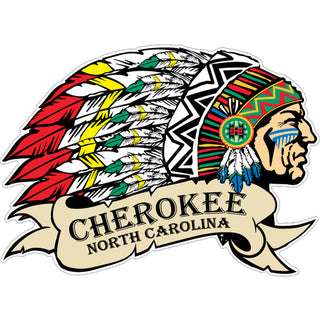 Cherokee  North Carolina   Wide Native American Chief Sticker