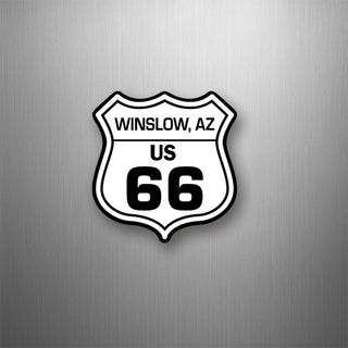 Winslow  AZ Black & White Route 66 Shield Vertical Flexible Magnet