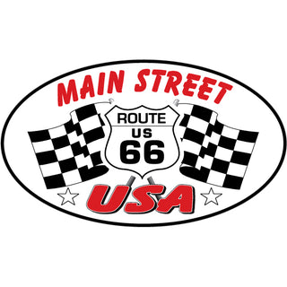 Route 66   Main Street Flags Oval Sticker