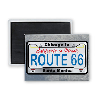 Route 66   Route 66 License Plate Rectangle Badge Magnet