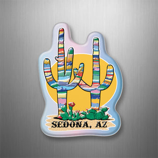 Sedona  AZ   Colorful Cactus Diecut Vertical 3D Magnet
