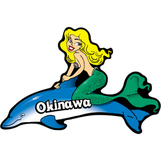 Okinawa Mermaid on Dolphin Sticker