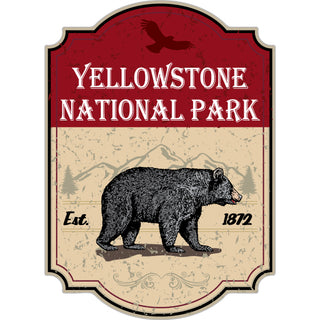 Yellowstone National Park Red Bear Sign Sticker