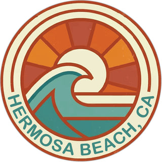 HERMOSA BEACH WAVE SUNBURST BADGE Sticker