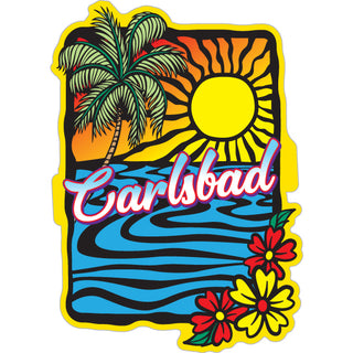 Carlsbad Beach Palms Sunset Thick Black Lines Sticker