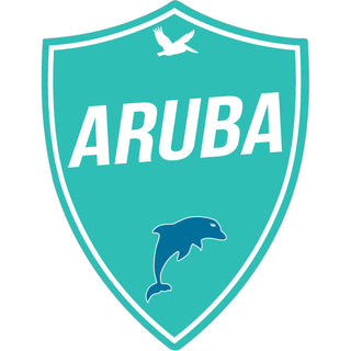 Aruba   Teal Dolphin Shield Sticker