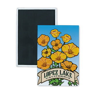 Lopez Lake  California   Golden Poppies Rectangle Badge Magnet