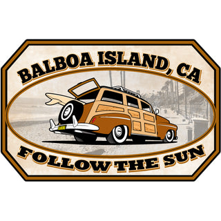 Balboa Island  CA Woody Follow the Sun Sticker