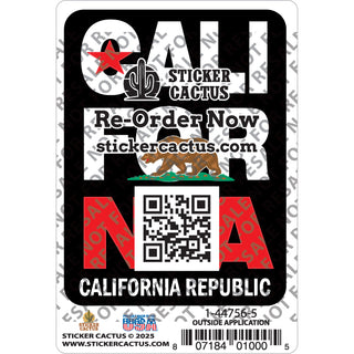 California   Black Flag Stacked Letters Sticker