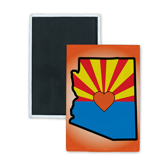 Arizona   Heart Flag State Shap Rectangle Badge Magnet