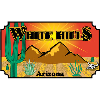 White Hills  AZ Blazing Sun Cactus Mountains Sticker