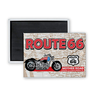 Route 66   Motorcycle Mother Road Rectangle Badge Magnet