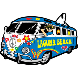 Laguna Beach Hippie Bus with Surfboard Sticker