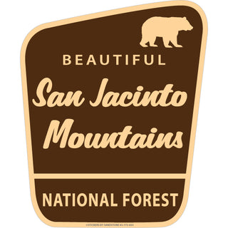 OK4 San Jacinto Mountains National Forest Brown Angled Sign (00772) Sticker