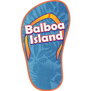 Balboa Island    Flip Flop With Blue Hawaiian Print Sticker